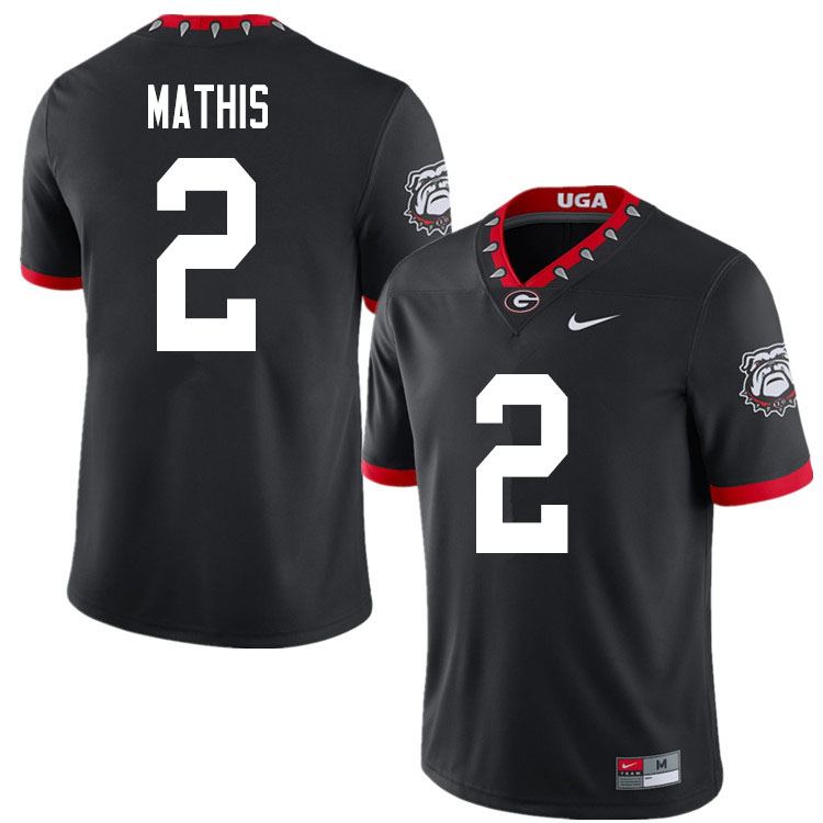 2020 Men #2 D'Wan Mathis Georgia Bulldogs Mascot 100th Anniversary College Football Jerseys Sale-Bla - Click Image to Close